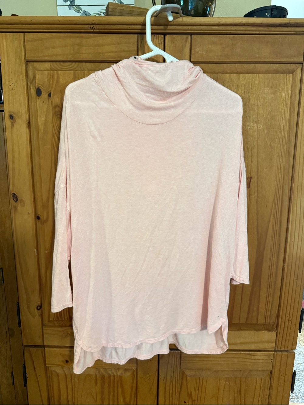 Relaxed Light Pink Draped Neck Tunic Top